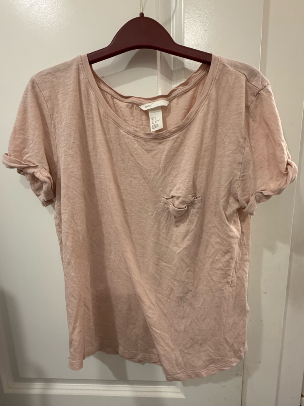 Basic Editions Blush Pocket Tee - Short Sleeve Casual Top